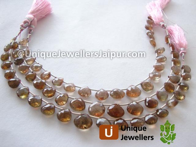 Pink Andalusite Faceted Heart Beads